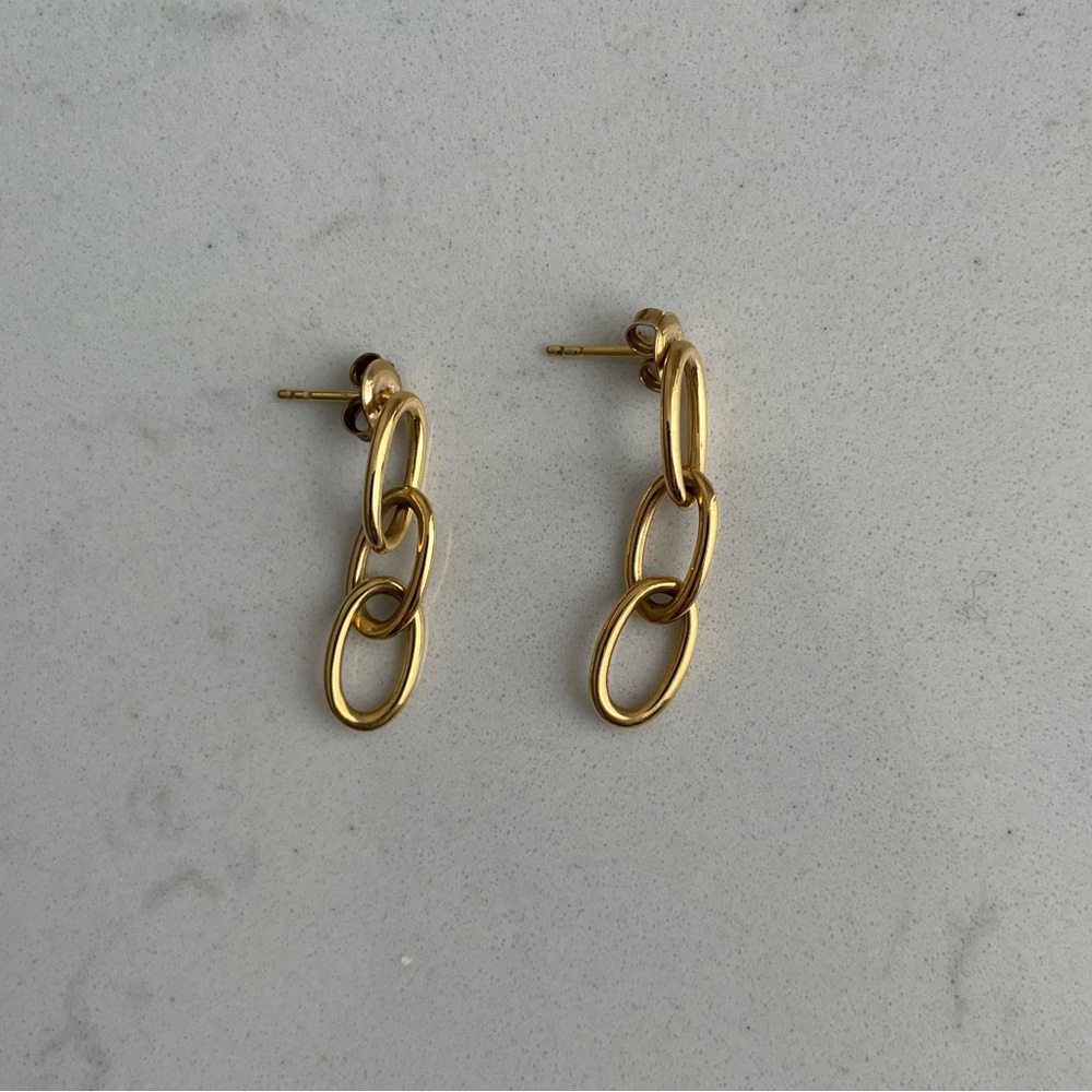 Gold Link Drop Earrings